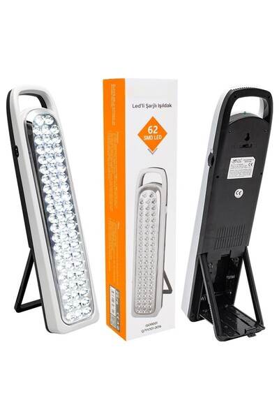 Genel Markalar Beyaz Işıklı, Şarjlı ve Pilli Kamp Lambası, 2400mAh, 62 LED