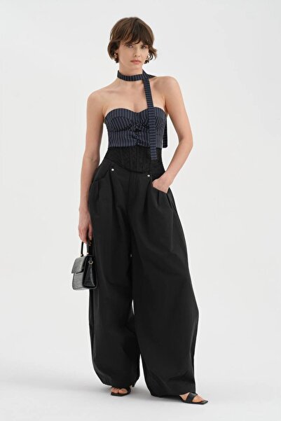 tw3 Γυναικείος κορσές με λεπτομέρεια φουλάρι, ενσωματωμένα μπανέλες και κάλυψ...