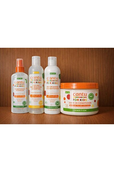 Cantu for Kids Complete Hair Care Set 4-PC Kit (Shampoo, Conditioner, Detangl...
