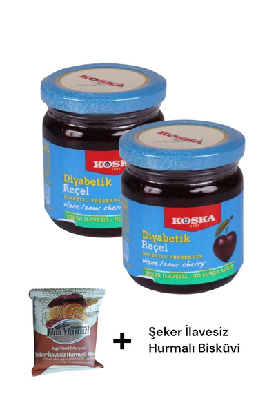 KMS HOME Koska Diyabetik Reçel Şeker İlavesiz Vişne Reçeli 240 Gr x 2 Adet