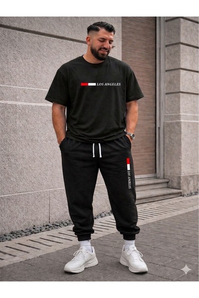 FAEL LİFE Unisex T-Shirt and Sweatpants Los Angeles Printed Set