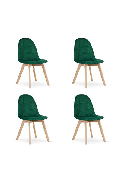Artool Set of 4 kitchen/living room chairs, Artool, Bora, green Velvet , natu...