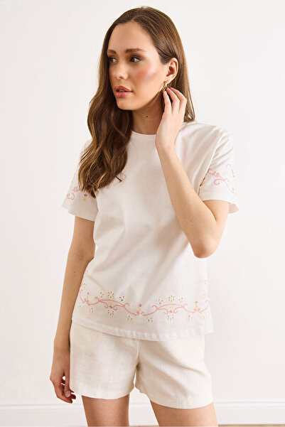 Olalook Γυναικεία λευκή φούστα με κέντημα και λεπτομέρεια σε σχήμα κοχυλιού, ...