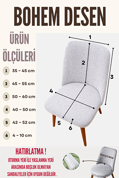 elgeyar Mutfak Sandalye Kılıfı Büyük Oval Jakarlı Kumaş, Yeni Bohem Desenli Yıkanabilir Streç Lastikli Sandalye Örtüsü (1 Adet)