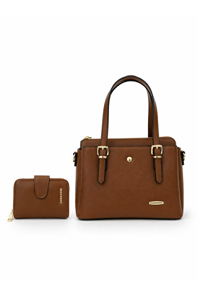 Sanmorris Γυναικεία τσάντα ώμου με μακρύ λουράκι, 4 θήκες και χρυσά αξεσουάρ,...