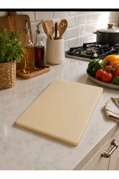HANUR POLİETİLEN 30x40x2 cm Krem Polietilen Kesme Tahtası | Kalın ve Dayanıkl...