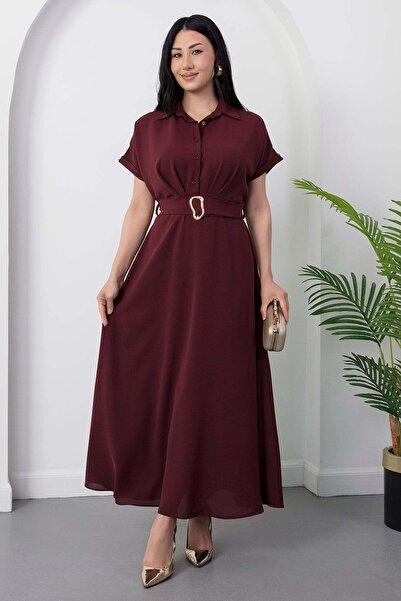 PULLIMM Φόρεμα με γιακά πουκάμισου, ζώνη και κουμπιά DKS1427