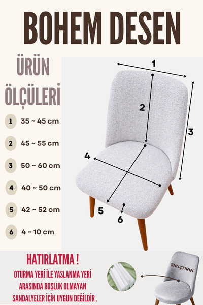 elgeyar Mutfak Sandalye Kılıfı Büyük Oval Jakarlı Kumaş, Yeni Bohem Desenli Yıkanabilir Streç Lastikli Sandalye Örtüsü (1 Adet)