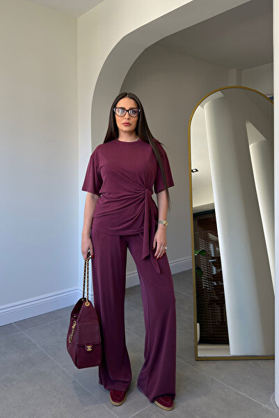 MAGARDE New Season Premium Suit with Tie Detail - Bordo