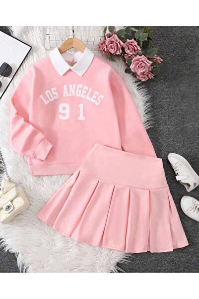 Yavrumsa Κοριτσίστικο Σετ 2 τεμαχίων με Πουκάμισο και Φούστα με Λεπτομέρεια Γ...