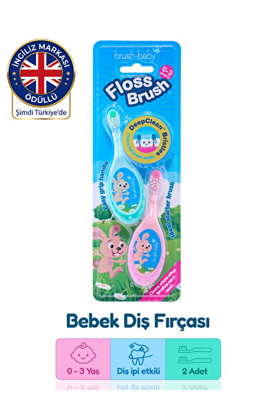 Brush-Baby Bebek Diş İpi Etkili Yumuşak Diş Fırçası - Pembe ve Turkuaz - 0-3 ...