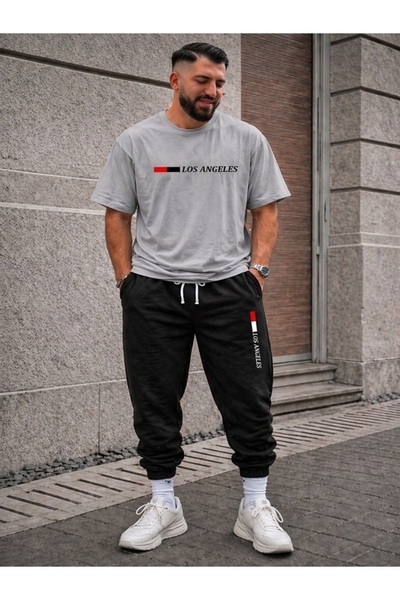 FAEL LİFE Unisex T-Shirt and Sweatpants Los Angeles Printed Set