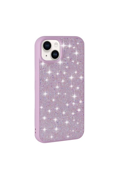 zore iPhone 14 Compatible Shiny Stone Design Diamond Brsa Case-Lilac