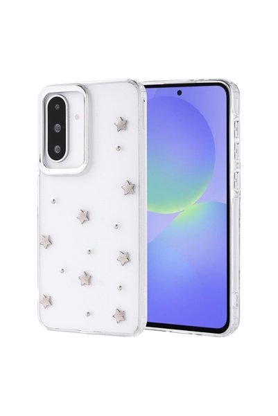 zore Galaxy A36 Case Airbag Design Glittery Transparent Brsa Pole Cover - Star
