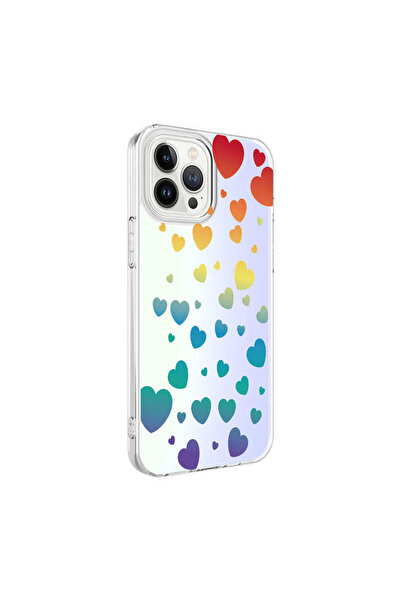 zore iPhone 13 Pro Compatible Brsa M-Blue Patterned Case-Heart No3