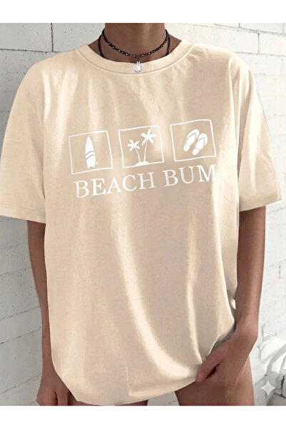 BW Bravely Wear Beach Bum Printed Women's Crew Neck Tshirt