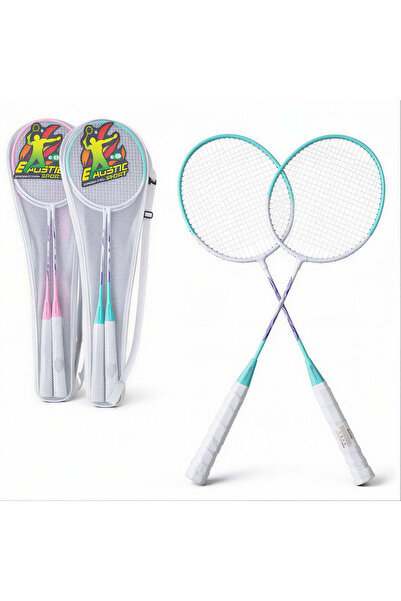 JML1 Set rachete badminton 2 bucăți/set, Mâner anti-alunecare 66 cm cu husă d...