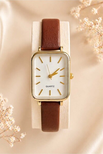 İnogge Gekas Luxury Women's Wristwatch - Vintage Rectangular Case with Gold D...