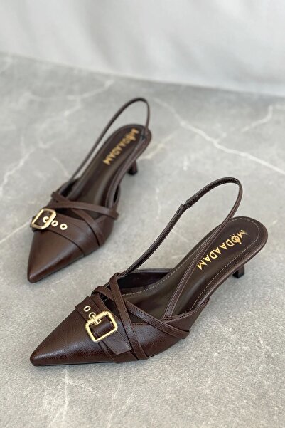 GOFFSHOES Γυναικεία παπούτσια Paris με λεπτό κοντό τακούνι - Καφέ-Δερμάτινα