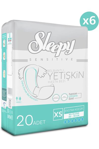Sleepy X Small (Small Size) Adult Patient Diapers 20X6 Pieces (120 Pieces)
