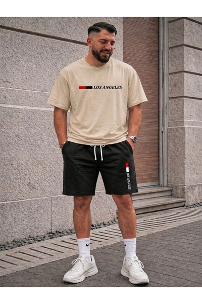 FAEL LİFE Unisex T-Shirt and Shorts Set with Los Angeles Print