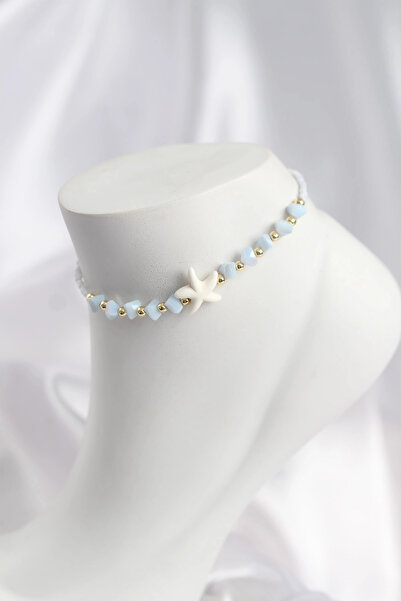 shopwave Ice Blue Color Starfish Motif Anklet