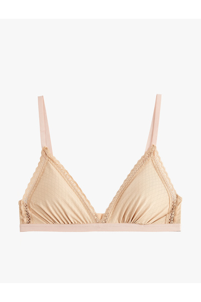 Koton Άνετο μαλακό σουτιέν χωρίς μπανέλες και επένδυση, με λεπτομέρεια από δα...