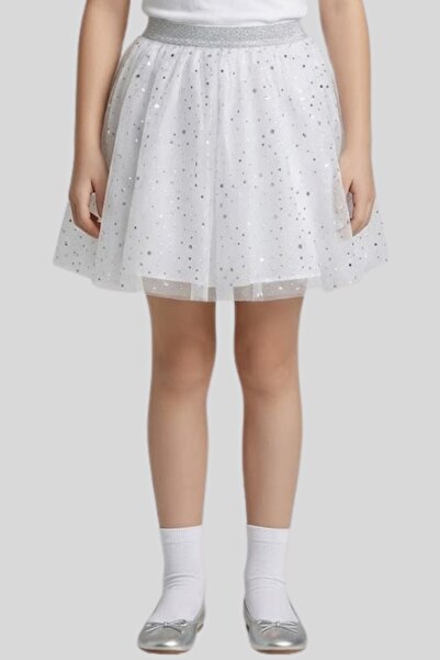 ww waka waka kids store Сребриста блестяща бяла тюлена пола