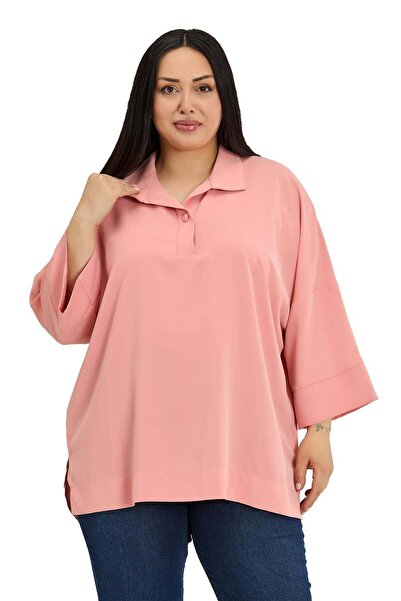 DISENTIS MODEST Μπλούζα σε μεγάλο μέγεθος με γιακά πουκάμισου, χαμηλά μανίκια...