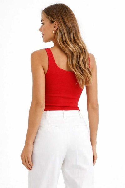 duygu altıntaş Women's Red Plain Combed Cotton Undershirt – Flexible, Soft Basic Daily Top
