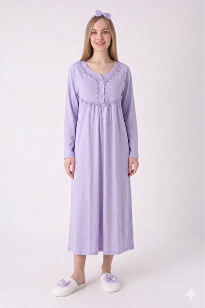 Alize Moda Γυναικείο νυχτικό μεγάλου μεγέθους από 100% βαμβάκι με μακρυμάνικο...