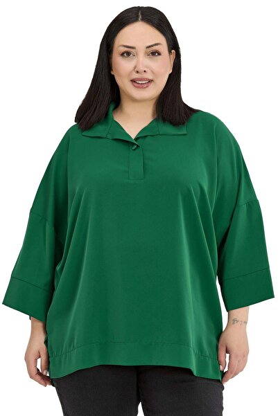 DISENTIS MODEST Πουκάμισο μεγάλου μεγέθους με γιακά, χαμηλά μανίκια τριών τετ...