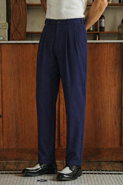 Tarz Cool Men's Pleated Old Money Classic Fabric Trousers Comfortable Fit Sum...