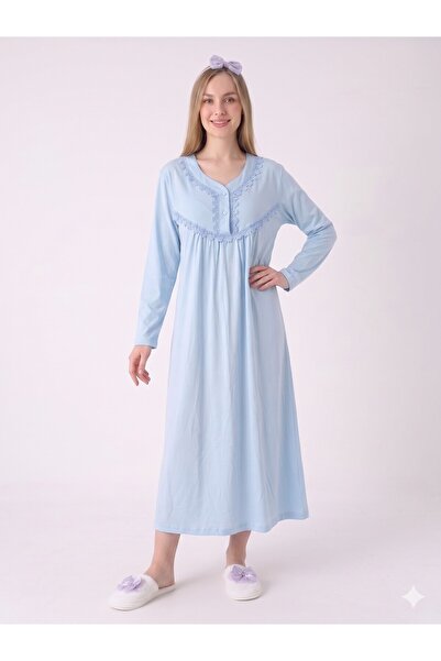 Alize Moda Γυναικείο νυχτικό μεγάλου μεγέθους από 100% βαμβάκι με μακρυμάνικο...