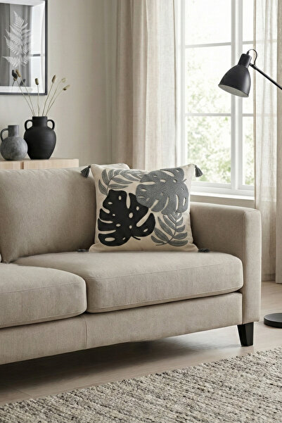 Nevin Acar Bohem Keten Punch Embroidery Kirlent Kilifi
