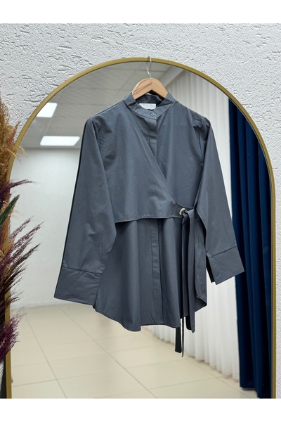 MİHRA STORE Πουκάμισο Gülşen με δέσιμο στο πλάι και λεπτομέρεια  "Bird's Eye ...