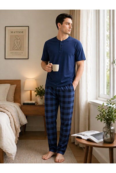 YUYİ ΑΝΔΡΙΚΟ ΣΕΤ ΠΙΤΖΑΜΑΣ ΜΕ ΚΟΝΤΟ ΜΑΝΙΚΙ ΑΠΟ ΒΑΜΒΑΚΙ ΚΛΑΪ ΜΟΝΤΑΛ, ΜΕ ΤΡΙΑ ΚΟ...