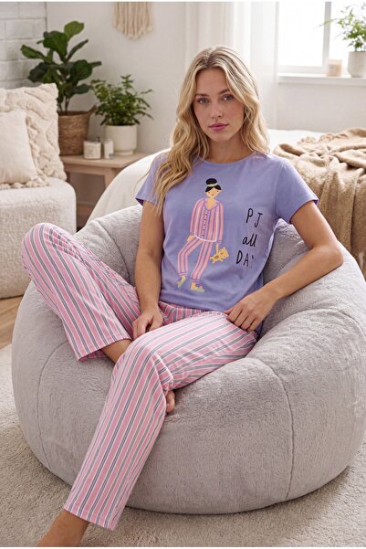 NBB Σετ γυναικεία πιτζάμα με κοντό μανίκι με σχέδια
