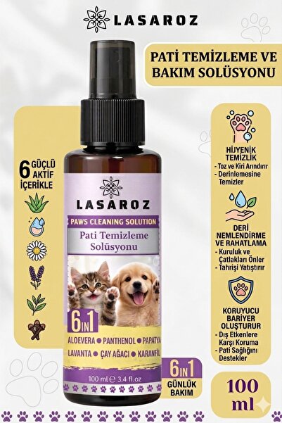 lasaroz Kedi Pati Temizleyici Köpek Pati Temizleme Solüsyonu 6 Aktif Bitkisel...