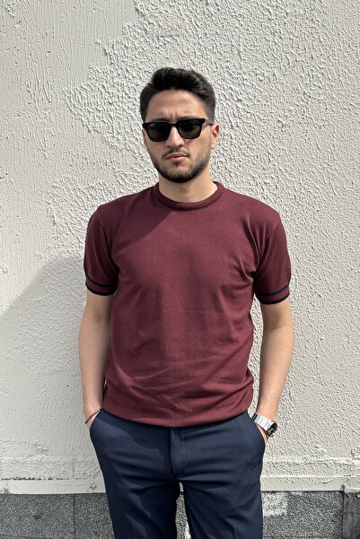 inpool Ανδρικό T-shirt με λαιμόκοψη ποδηλάτου, με ριγέ σχέδιο, απαλό, στυλ Ol...
