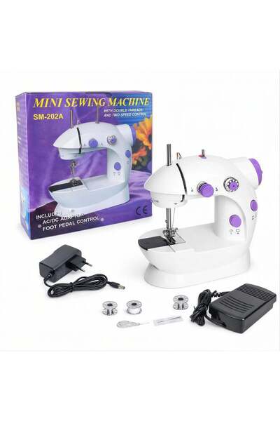 JML1 Mini mașină de cusut electrică, 22,5×12×21 cm cu pedală și accesorii inc...