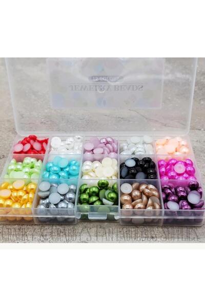 yiğit aksesuar Σετ κατασκευής κοσμημάτων 300 τεμαχίων 15 χρωμάτων με μισές μα...