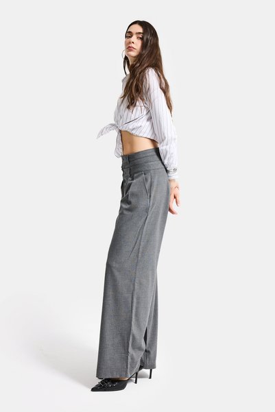 it's basic Women's Anthracite S6 Tailored Fit Loose Cut Double Belt Design Polyviscon Fabric Trousers