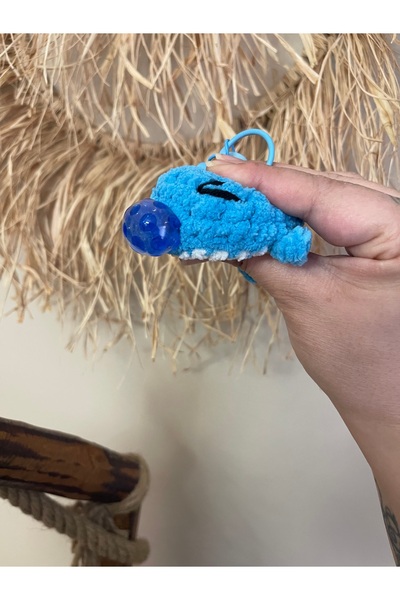 örgü Amigurumi kadife sakız şişiren balık anahtarlık&charm çanlı
