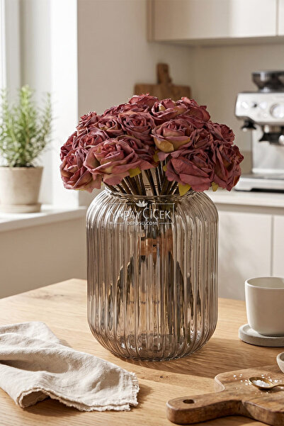 Yapay Çiçek Deposu Τεχνητό Λουλούδι 9 τεμαχίων Μπουκέτο Aqua Rose 26 εκ. Αποξ...