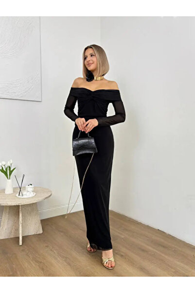 Misscix Μαύρο στράπλες φόρεμα από τούλι