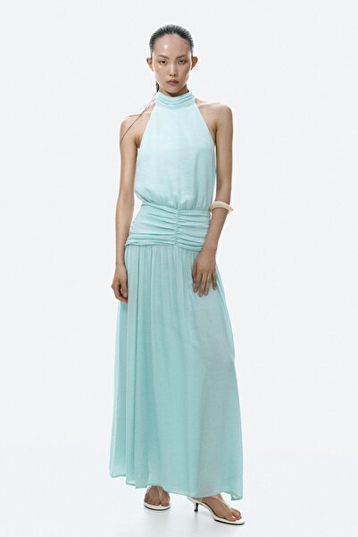 H&M Drapeli Halter Yaka Elbise