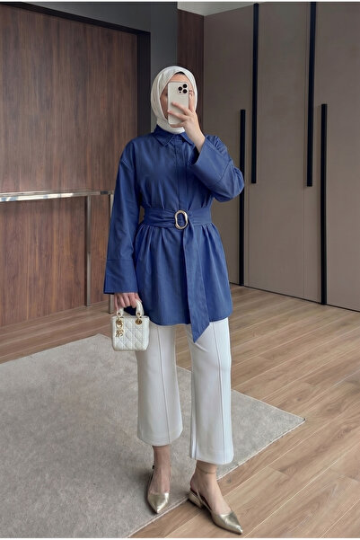 HİFADEN Women's Belted Gold Buckle Modern Cut Stylish Comfortable Long Sleeve...