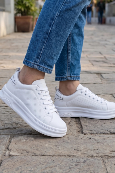 IN-STEP Mcqueen Unisex White Casual Sports Shoes - High-Sole Comfort Sneaker