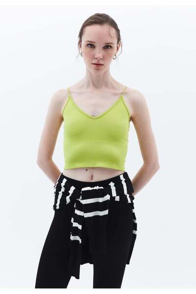 OXXO V Neck Tank Top - BRIGHT CHARTREUSE